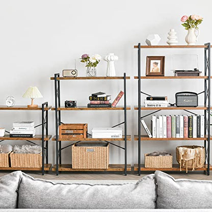 HCHQHS Bookshelf, 5-Tier Industrial Bookcase, Rustic Open Book Shelf, Freestanding Tall Bookshelves with Metal Frame - color: Rustic Brown, size: 5-Tier (35.8"W x 65.7"H)