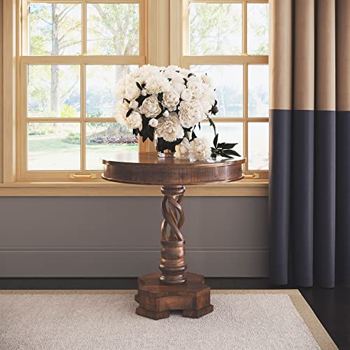 Jofran Global Archive Solid Mango Wood Hand Carved Pedestal Dining Table, Vintage Side Table, 30L X 30W X 30H, Brown