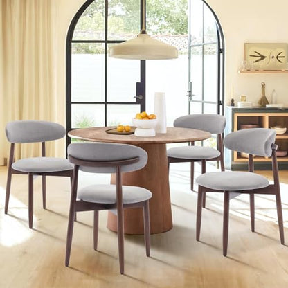 COLAMY Wooden Dining Chairs Set of 6, Modern Fabric Upholstered Dining Room Chair, Farmhouse Kitchen Chair with Foot Pegs, Light Grey - color: Lightgrey, size: Set of 6