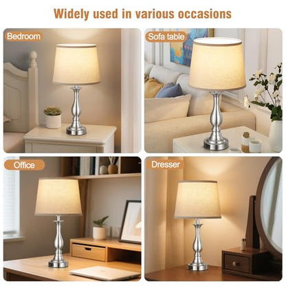 Bedside Table Lamp Touch Control Bedroom Lamps with USB A and C Charging Port 3 Way Dimmable Touch Lamps for Nightstand Living Room Bedroom Dorm Home Office Reading, Set of 2 - color: Silver