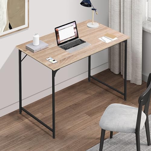 BLKMTY 32" Computer Desk. Home Office Writing Desk Wood PC Study Table Work Desks Modern Simple Style Laptop Table with Metal Frame and Smooth Tabletop for Workstation Bedroom, Nature - color: Nature, size: 32 Inches
