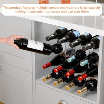 Yieach 2 Tier Stackable Wine Racks Countertop,Sturdy and Durable Wine Rack Free Standing Floor for Inside Cabinet,Clear Water Bottle Organizer and Wine Storage Racks Holder for Pantry,Table,Kitchen - size: 2 Pack-Hold 8 Bottle