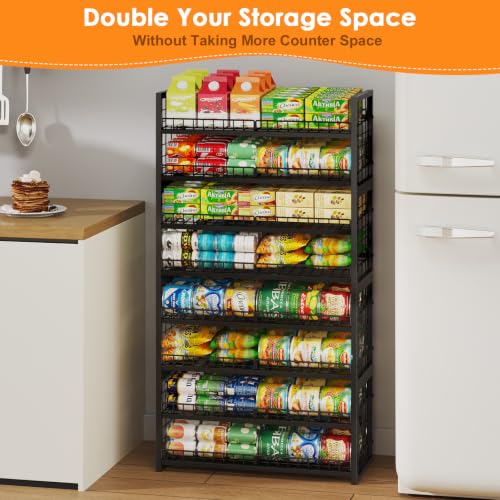 JKsmart 2-Tier Stackable Can Organizer, Extra-Long Can Holders for Pantry Storage, Adjustable Can Dispenser Holds Up to 64 Cans, 12mm Metal Frame, Super Sturdy Racks for Various Canned Food Soda - size: XL-(1 pack)