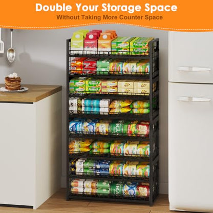 JKsmart 2-Tier Stackable Can Organizer, Extra-Long Can Holders for Pantry Storage, Adjustable Can Dispenser Holds Up to 64 Cans, 12mm Metal Frame, Super Sturdy Racks for Various Canned Food Soda - size: XL-(1 pack)