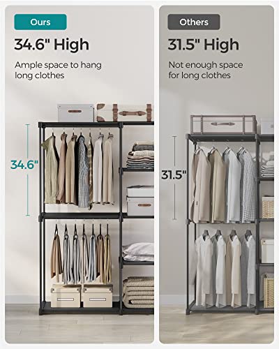 SONGMICS Portable Closet, Freestanding Closet Organizer, Clothes Rack with Shelves, Hanging Rods, Storage Organizer, for Cloakroom, Bedroom, 48.8 x 16.9 x 71.7 Inches, Black URYG026B02 - size: 48.8"L x 16.9"W x 71.7"H