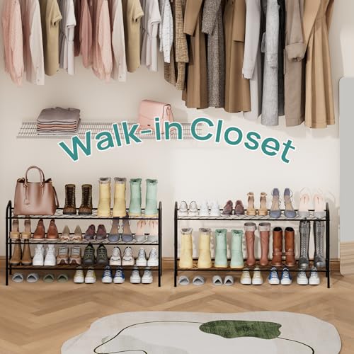 viewcare Long Shoe Rack for Closet, 3-Tier Extra Long Shoe Rack for Entryway & Garage, Sturdy Metal Construction, Shoe Organizer Holds 15-18 Pairs - size: 3-Tier(Extra Long)
