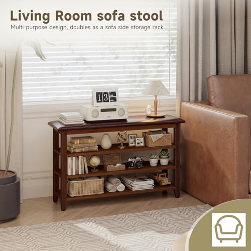 Shoe Bench with Leather Cushion,Rubberwood Bench with Shoe Rack | 3-Tier Shoe Storage Organizer for Entryway,Hallway,Living Room - size: 3-Tier-39.4"