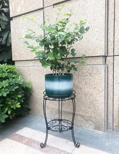 TREEZITEK 11.8 inches Diameter Tall Metal Plant Stand for Indoor or Outdoor,Heavy Duty Flower Pot Stand Rack Holds Big Heavy Plants,Black (18.9 INCHES TALL) - size: 18.9 INCHES TALL