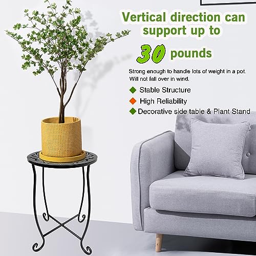 Fashion&cool Side Tables for Small Space, Metal Outdoor Indoor Round Side Table, Small End Table Pool Chair Side Table for Patio Yard Porch Balcony Garden Bedside Plant Stand