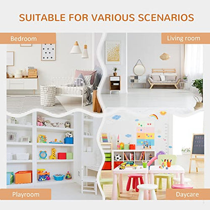 HOMCOM 6-Cubby Kids Bookcase with Reading Nook and Cushion, Multi-Purpose Storage Organizer for Bedroom, Living Room, Pure White - color: White