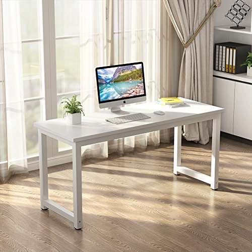 Tribesigns Computer Desk, 63 inch Large Office Desk Computer Table Study Writing Desk for Home Office, White - color: White, size: 63*23.6 inch