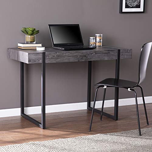 SEI Furniture - Harkriven Small Space Desk - Transitional Design, Black Iron and Wood - Ideal for Home Office, Bedroom (HO1094537)