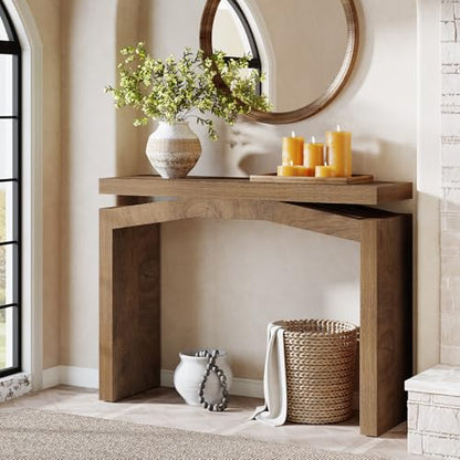 Tribesigns 40-Inch Console Table for Entryway, Farmhouse Sofa Console Behind Couch, Small Entry Table for Hallway, Foyer, Living Room, Natural Brown - color: Brown