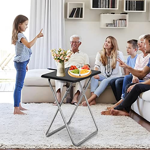 Folding TV Tray Table,TV Dinner Table with Sturdy MDF Top,Eating Trays for Living Room with No Assembly Required, 2PCS (Black) - color: Black, size: 2pcs