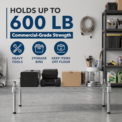 30" x 36" x 14" Chrome Wire Storage Shelf, Dunnage Rack, Commercial 1 Tier Small Shelf - color: Silver, size: 30"D x 36"W x 14"H
