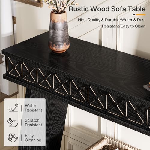 Tribesigns 70.9 Inch Long Console Table for Entryway, 2-Tier Farmhouse Entryway Table with Storage, Narrow Sofa Table Behind The Couch, Wood Accent Table for Hallway, Living Room, Foyer, Black - color: Black