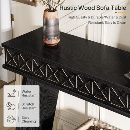 Tribesigns 70.9 Inch Long Console Table for Entryway, 2-Tier Farmhouse Entryway Table with Storage, Narrow Sofa Table Behind The Couch, Wood Accent Table for Hallway, Living Room, Foyer, Black - color: Black