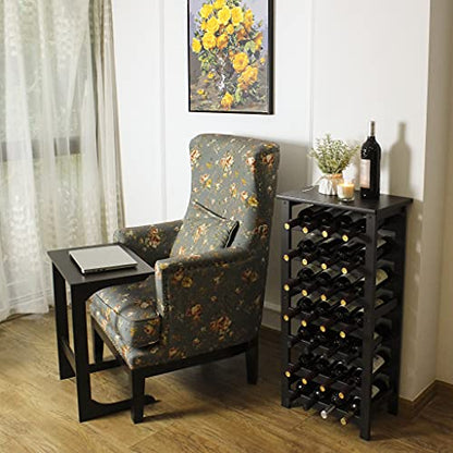 SMIBUY Bamboo Wine Rack, 28 Bottles Display Holder with Table Top, 7-Tier Free Standing Storage Shelves for Kitchen, Pantry, Cellar, Bar (Dark Brown) - color: Brown