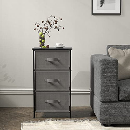 Simple Houseware 3 Drawer Nightstand Dresser with Wood Top, Dark Grey - color: Dark Grey, size: 3 Drawers