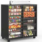 WOPITUES Mobile Storage Cabinet with 15 Clear Drawers, Craft Cabinet with 5 Large Drawers, Cart with Wooden Tabletop, Printer Stand Home Office, Dresser Chest, Modern Black - color: Black, size: 10M+5L