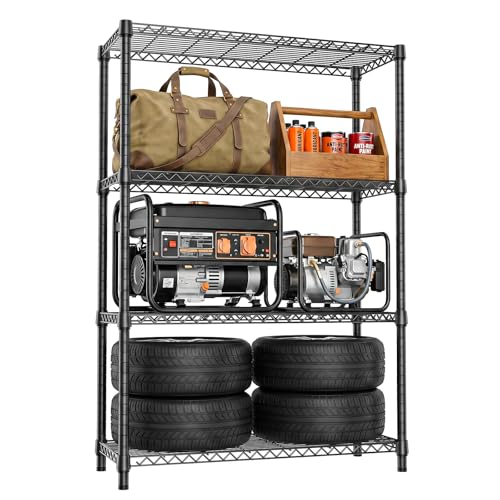 4 Tier 1000 LBS Metal Garage Storage Rack Shelf for Kitchen, Pantry, Garage | 15.8" D X 45.8" W X 59.4" H Shelving Units and Storage, Black Metal Utility Wire Shelf for Balcony, Laundry and Basement - color: Black, size: 4-tier 15.8"D x 45.8"W x 59.4"H