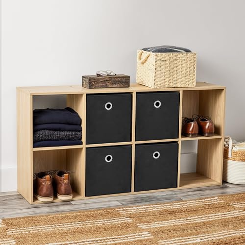 8-Cube Storage Organizer - Spring Pine Bookcase with 4 Open & 4 Closed Shelves, 11" Cubes for Bins (Sold Separately), Vertical/Horizontal Placement, 33 lb Capacity