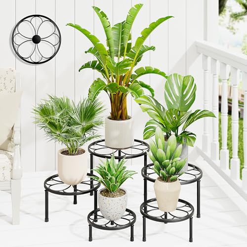 5 Pack Flower Pot Black Tables Plant Stand Indoor Outdoor(BlackFlower) - color: BlackFlower