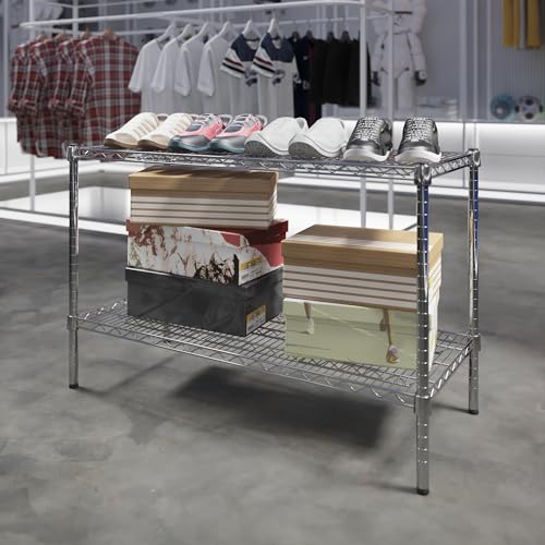 18" Deep x 42" Wide x 27" Height Wire Shelving Kit | 2-Tier | NSF Commercial Storage Rack Unit - size: 18" Deep x 42" Wide