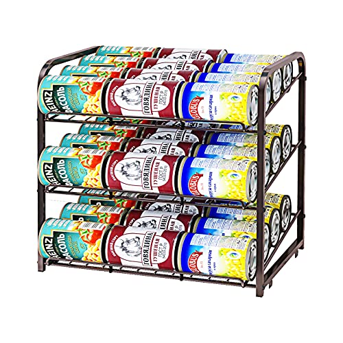 3 Tier Stackable Can Rack Organizer,for food storage,kitchen cabinets or countertops,Storage for 36 cans,Bronze - color: Brown