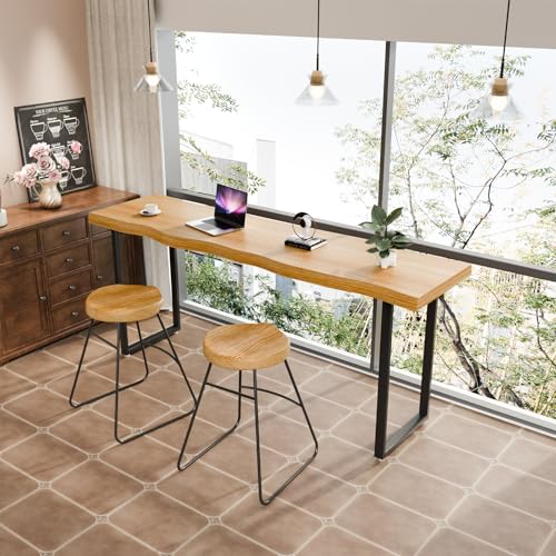 Narrow Bar Table, Rectangular Solid Wood Counter Height Table, Industrial Height Pub Table with Sturdy Metal Frame, Easy-to-Clean Top for Kitchen,Restaurant, Cafe (47.2 in) - size: 47.2 in