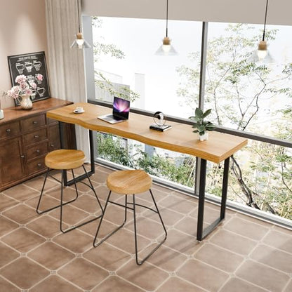 Narrow Bar Table, Rectangular Solid Wood Counter Height Table, Industrial Height Pub Table with Sturdy Metal Frame, Easy-to-Clean Top for Kitchen,Restaurant, Cafe (47.2 in) - size: 47.2 in