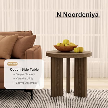 17.52" Small Round Side Table, Brown | Coffee Table with Smooth Thick Mesa, Circle End Table with X Shaped Stable Legs, Accent Tea Table for Living Room, Office - color: Brown, style: Side Table