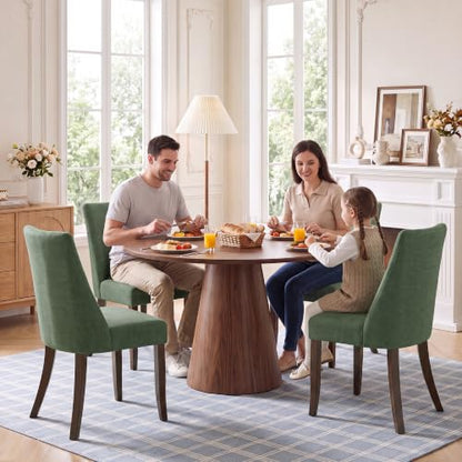 COLAMY Upholstered Dining Chairs Set of 6, Mid Century Modern Kitchen Chairs with Back, Farmhouse Fabric Side Dining Room Chairs with Wood Legs for Dining Room Restaurant, Green - color: Green, size: Set of 6