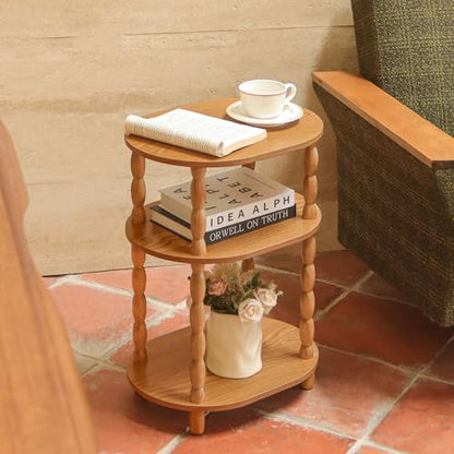 MaxSmeo End Table, Small Side Table for Small Spaces, Modern Oval Night Stand Accent Table for Living Room, Bedroom, Brown - color: Brown