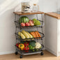 VECELO 4-Tier Fruit Basket with Wheels, Fruit and Vegetable Storage Cart for Kithchen, Stackable Produce Organizer Wire Baskets for Kitchen, Pantry, Living Room - size: 4 Tiers