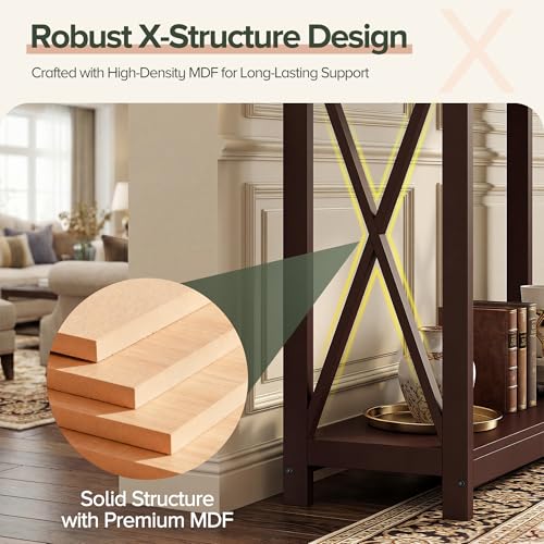 ZENY Console Table, Entryway Table, Narrow Sofa Table with 2-Tier Shelves, Entrance Table for Living Room, Hallway, Foyer (Brown) - color: Brown, size: 39.4"W