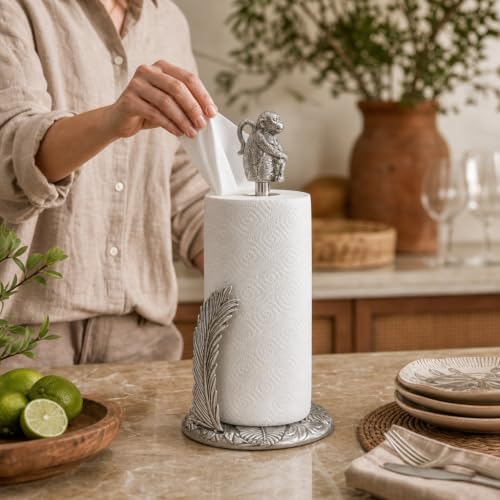 Arthur Court Monkey Paper Towel Holder - Aluminum Safari Design - 15 Inch Tall Countertop Accessory - size: Monkey