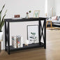 Nouva 2-Tier Narrow Console Sofa Side Wall Table for Hallway Foyer Table Sofa Long Accent Table for Living Room, Black - color: Black