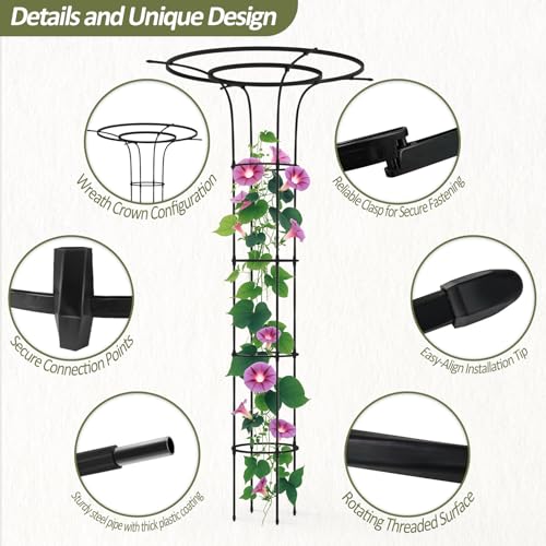 Trellis for Climbing Plants Outdoor - 69"(H), Expandable and Rust-Proof Metal Plant Support, Easy Installation, Garden Trellis for Potted Roses, Vines, Jasmine(1 Pack)