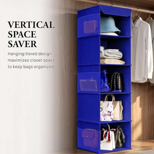 Simple Houseware 5 Shelf Hanging Closet Organizer, Dark Blue - color: Dark Blue, size: 5 Shelf