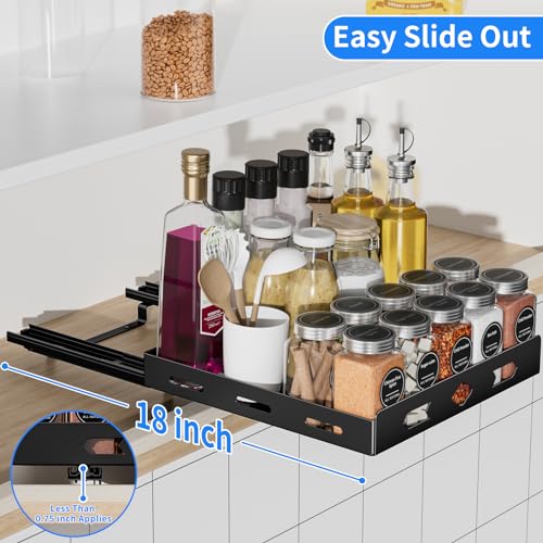 BOIVSHI Pull Out Spice Rack Organizer for Cabinet, Heavy Duty Spice Organizer, Vertical Spice Rack Organizer for Kitchen, Cabinet, Pantry (10.5''Wx10.5''Dx2.8''H, Metal Black) - size: 10.5''Wx10.5''Dx2.8''H,1 Tier