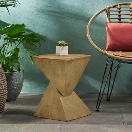 Modern Geometric Side Table with Sleek Matte Finish for Living Room, Bedroom, or Entryway Decor (Light Natural + Magnesium Oxide)