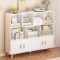 OSCHF Cubby Shelf Bookcase with Doors - Wooden 11 Cube Floor Standing Open Bookshelf with Solid Wood Legs, 3-Tier Storage Cabinet, Warm White - color: Warm White