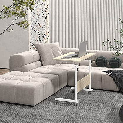 Side Table with Wheels, Home Snack Side Table with Castors Mobile (Maple) - color: Maple, size: 31.5 inches