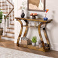 47" Wood Console Table for Entryway, Narrow Sofa Table with 3-Tier Shelves | Curved Legs Farmhouse Hallway Table, Skinny Console Table Behind Couch, Wooden Entry Table for Living Room Rustic Brown - color: Rustic Brown