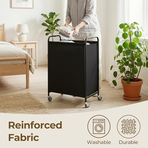 GRANNY SAYS 110L Laundry Hamper, Large Laundry Basket with Wheels and Handles, Durable and Sturdy Rolling Cart for Laundry Room, Bathroom, Bedroom, Black - color: Black, size: 110L