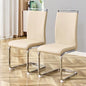 Baysitone Modern Dining Chairs Set of 2, Side & Kitchen Chairs with Silver Frame, Faux Leather Padded Seat High Back, for Dining, Kitchen & Living Room - Beige - color: Beige, size: Set of 2