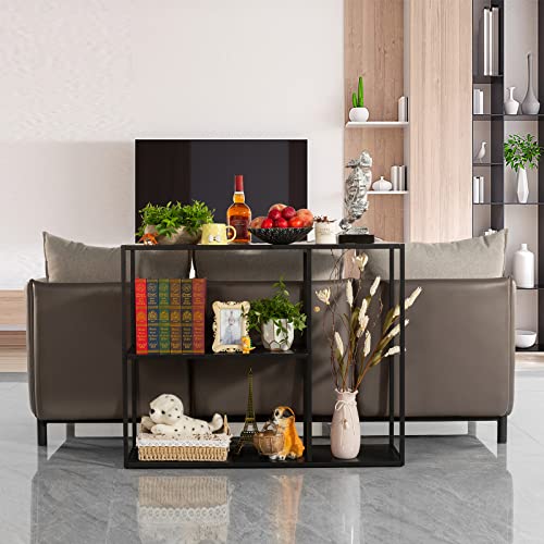 HDANI Console Table, Narrow Entryway Table, 3 Tier Metal Hallway Table, 11.8''Dx39.4''Wx31.5''H(Black) - color: Black, size: 11.8"D×39.4"W×31.5"H