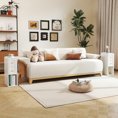 Narrow Nightstand with 2 Drawers, Small Bedside Tables, Mid-Century Modern Slim Night Stand with Storage, Wooden End Table for Small Spaces, Bedroom, Living Room - color: 2drawers-white-1pcs