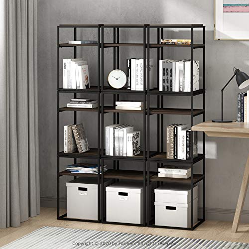 Furinno Simplistic End Side Night Stand/Bedside Table with Stainless Steel Tubes, Stackable Metal Frame, Columbia Walnut - color: Columbia Walnut, style: Stackable Metal Frame